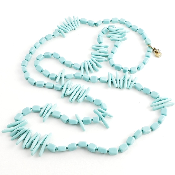 J. Crew Jewelry - J. Crew Sweater Necklace Hand Knotted Pale Blue